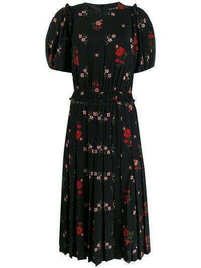 Simone Rocha плиссированное платье с цветочным принтом