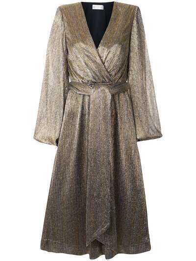Rebecca Vallance платье миди Rivero с завязками и эффектом металлик