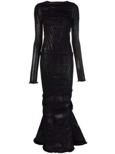 Rick Owens crease-effect fishtail gown