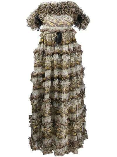 Giambattista Valli платье с оборками и цветочным принтом