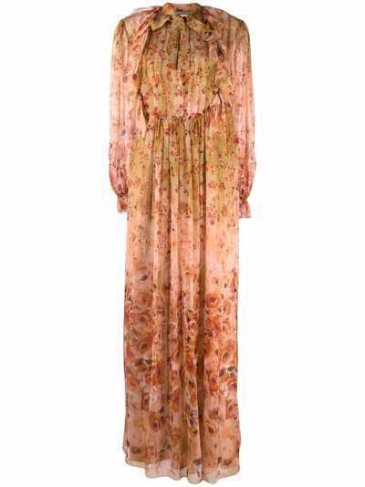 Alberta Ferretti шелковое платье с цветочным принтом