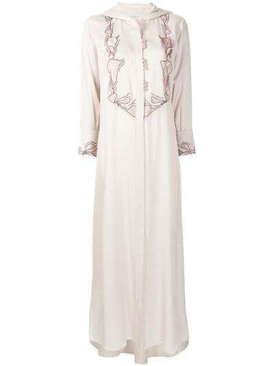 SHATHA ESSA платье-рубашка с вышивкой Ivory