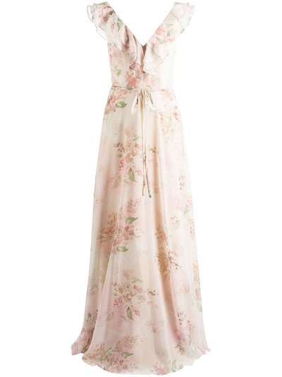 Marchesa Notte Bridesmaids платье Desio с оборками и цветочным принтом
