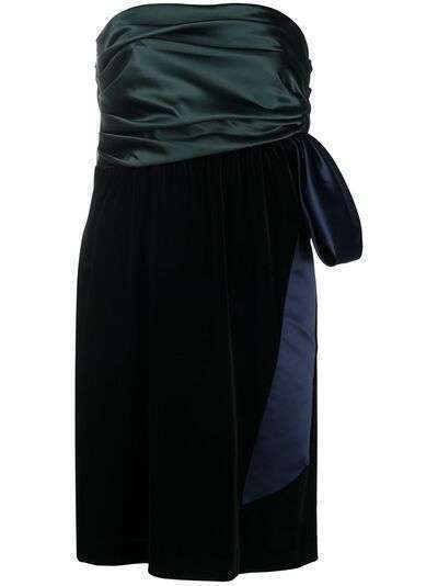 Emporio Armani платье мини из атласа и бархата без бретелей