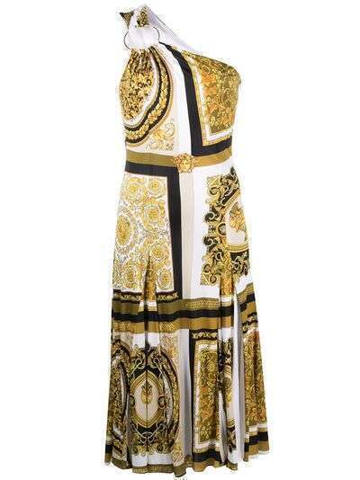 Versace платье на одно плечо с принтом Baroque