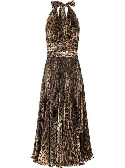 Dolce & Gabbana плиссированное платье с леопардовым принтом