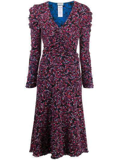 DVF Diane von Furstenberg платье миди с графичным принтом и сборками