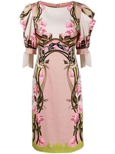 Alberta Ferretti платье миди с цветочным принтом и драпировкой