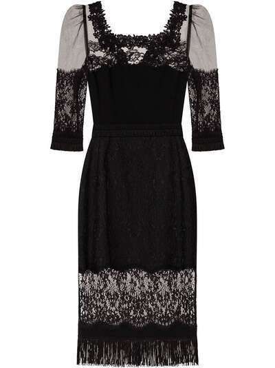 Dolce & Gabbana платье с квадратным вырезом и кружевной вставкой
