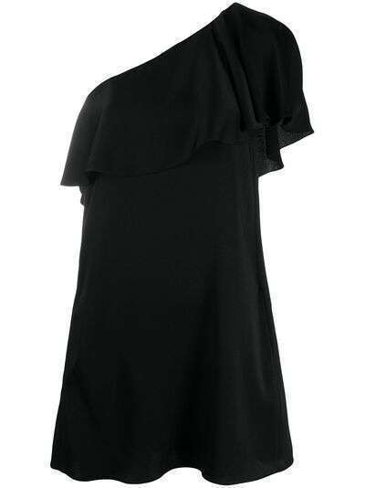 Saint Laurent платье на одно плечо с оборками
