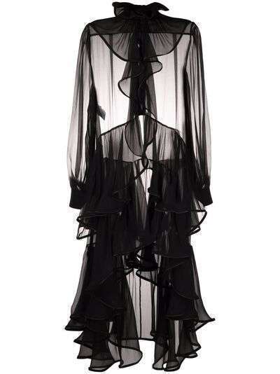 Alberta Ferretti полупрозрачное платье с оборками
