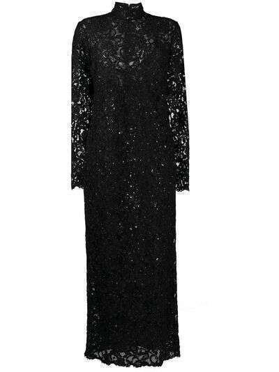Saint Laurent кружевное платье с пайетками