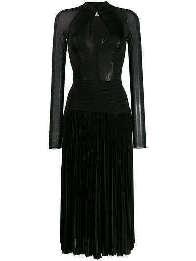 Victoria Beckham плиссированное платье миди с длинными рукавами
