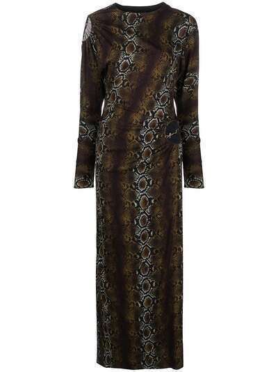 Versace длинное платье со змеиным принтом