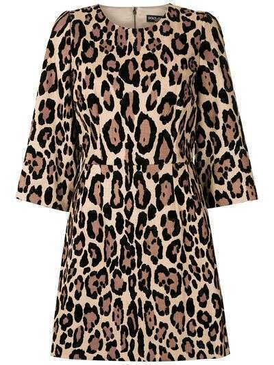Dolce & Gabbana платье мини с леопардовым принтом