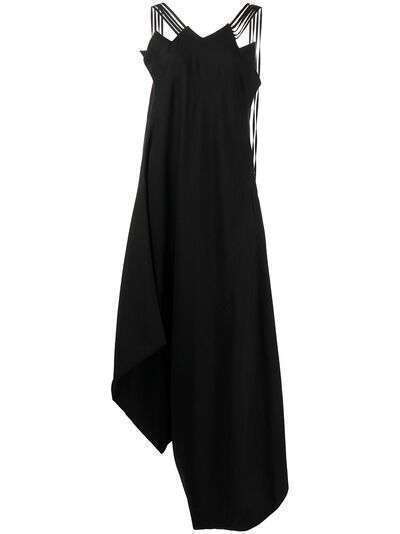 Yohji Yamamoto шерстяное платье асимметричного кроя с драпировкой