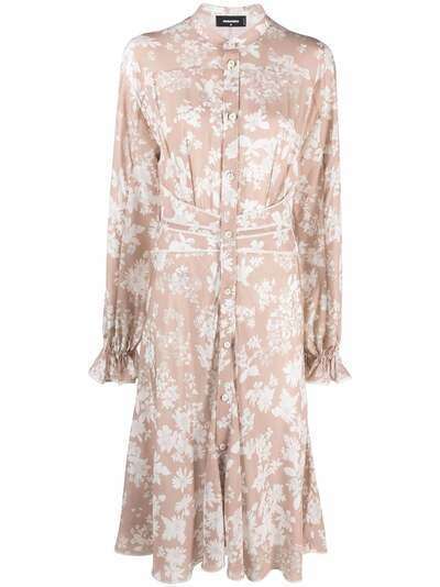 Dsquared2 платье-рубашка с цветочным принтом и поясом
