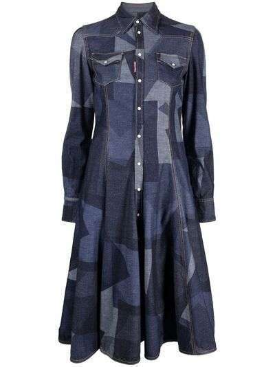Dsquared2 джинсовое платье-рубашка с геометричным принтом