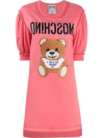 Moschino платье-футболка с вышивкой Teddy Bear