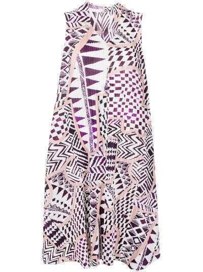 Pleats Please Issey Miyake geometric-print plissé dress