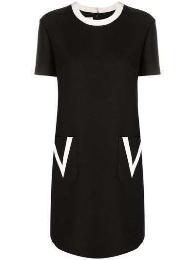 Valentino платье с короткими рукавами и контрастной отделкой