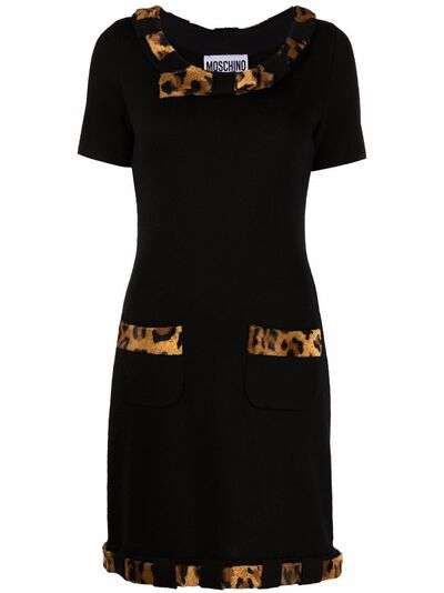 Moschino трикотажное платье мини с леопардовым принтом