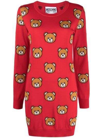 Moschino платье-свитер с узором Teddy Bear
