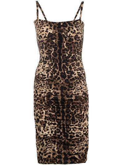 Dolce & Gabbana платье на бретелях с леопардовым принтом