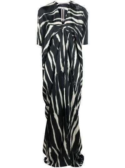 Rick Owens платье макси с зебровым принтом