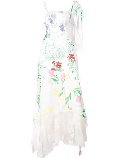 Rosie Assoulin асимметричное платье с цветочным принтом