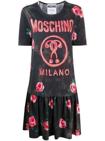 Moschino многослойное платье-футболка с логотипом
