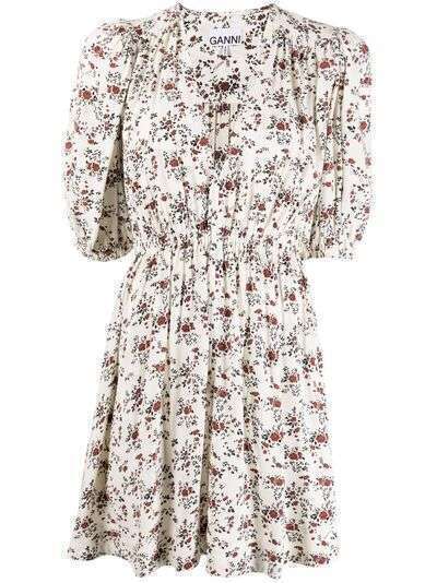 GANNI креповое платье мини с цветочным узором