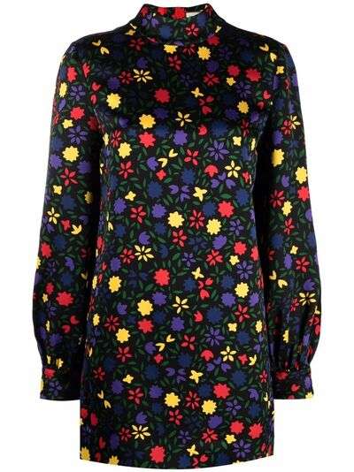 Saint Laurent платье мини с цветочным узором