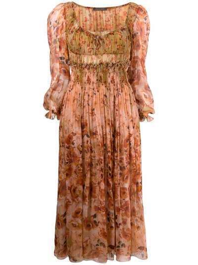 Alberta Ferretti платье миди с цветочным принтом