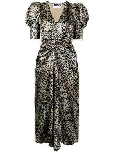 ROTATE платье с V-образным вырезом и леопардовым принтом