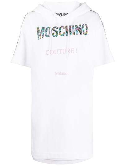 Moschino платье с капюшоном и нашивкой-логотипом