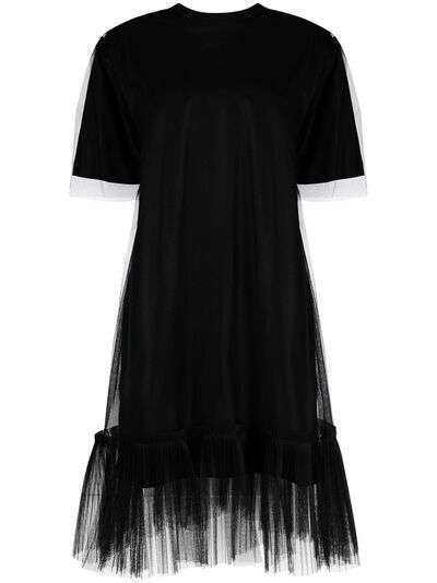 MSGM sheer-panel detail short-sleeve dress