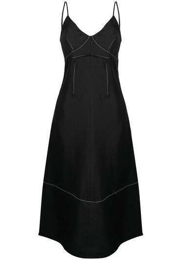 Jil Sander платье миди с контрастной строчкой