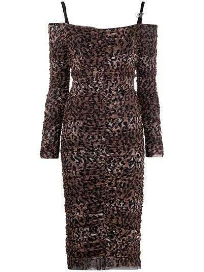 Blumarine платье с леопардовым принтом и открытыми плечами
