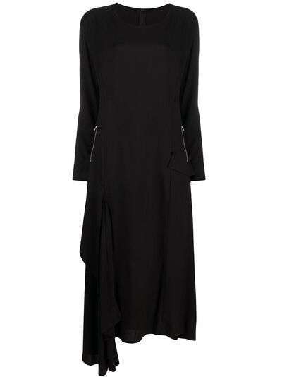 Yohji Yamamoto платье с карманами на молнии и асимметричным подолом