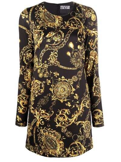 Versace Jeans Couture платье мини с длинными рукавами и принтом Baroque
