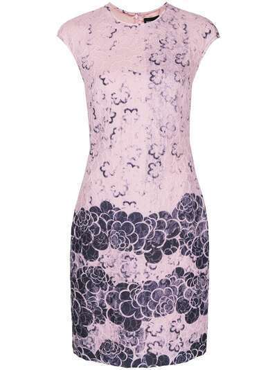 Giorgio Armani платье-трапеция с цветочным узором и рукавами-кап