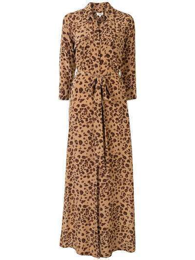 L'Agence платье-рубашка макси с леопардовым принтом