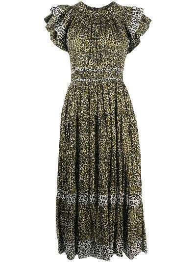 Ulla Johnson платье с оборками и леопардовым принтом