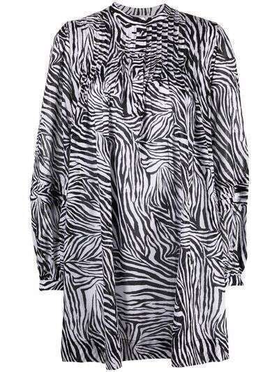 Michael Kors расклешенное платье-рубашка с зебровым принтом