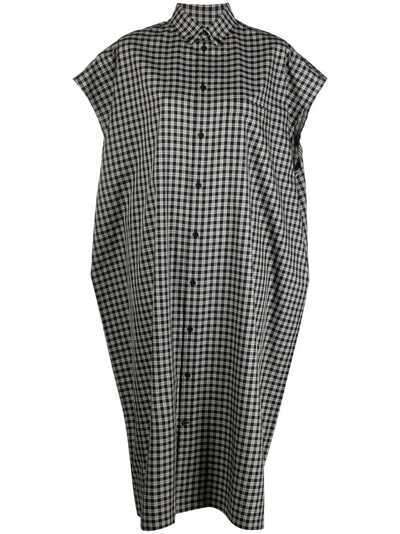 Balenciaga клетчатое платье-рубашка длины миди