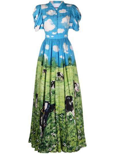 Moschino длинное платье-рубашка с принтом