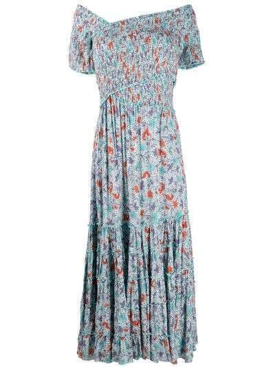 Poupette St Barth платье-трапеция длины миди с цветочным принтом