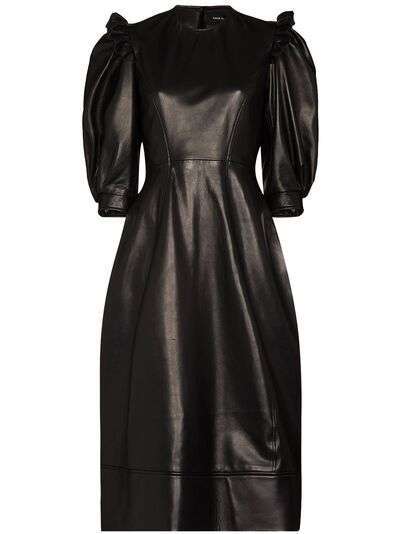 Simone Rocha кожаное платье с объемными рукавами