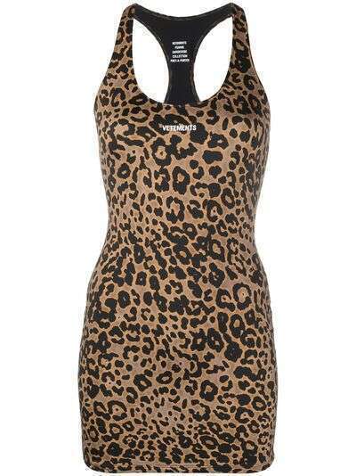 Vetements платье мини с леопардовым принтом